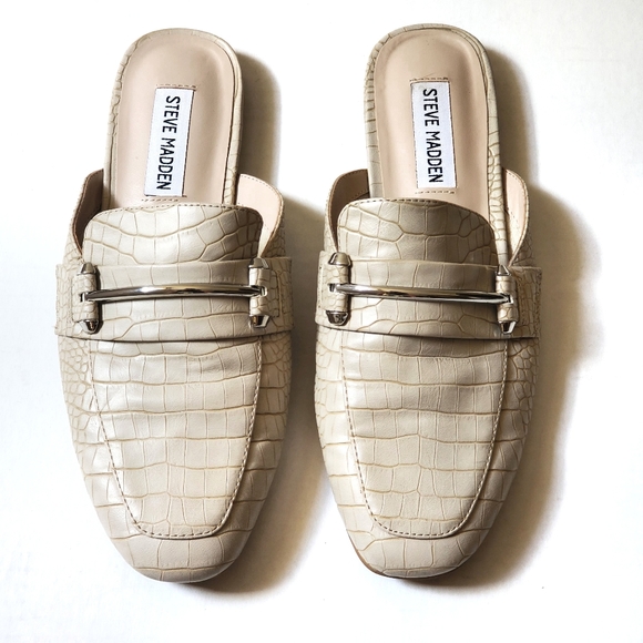 Steve Madden Shoes - Steve Madden Kite Loafer Mule Slip On Shoes In Taupe Croco 7.5 EUC